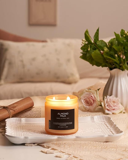 M&SENSE Creamy Vanilla Scented Candle, 11.6oz Clean Non Toxic Home Sweet Scent 70 Hours Burn Time Fragrance Candle for Women Teacher Friends, 2 Wick Natural Soy Wax for Home Decor