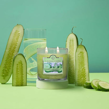 Colonial Candle Cucumber Fresca Scented Jar Candle, 2 Wick, 3.5 oz, Mottled Wax Candle