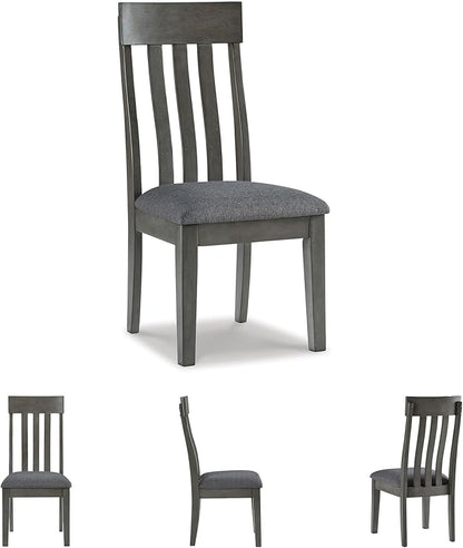 Signature Design by Ashley Hallanden Contemporary Dining Upholstered Side Chair, Set of 2, Armless, Comb Back Design, Wood Frame, Gray