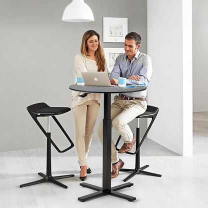 Round Cocktail Bar Table,Height-Adjustable Round Pub Table 23.8 Inches with Removable Wheel & Interchangeable Feet, Dual-Use for Kitchen, Coffee Bar, Pub,Home or Dining,Black