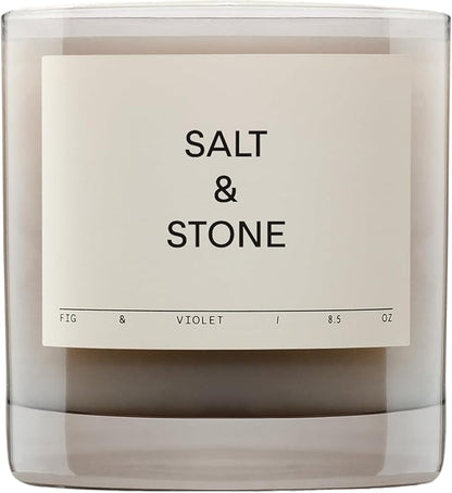 SALT & STONE Scented Candle for Women & Men | Hand-Poured, Aromatic & Fragrant | Coconut & Soy Blend Wax | 100% Cotton Wick | Long-Lasting 50 Hour Burn Time (8.5 oz) (Fig & Violet)