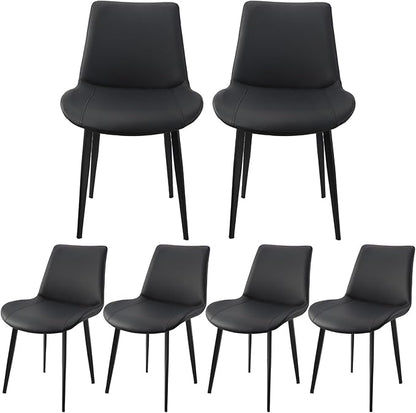 Dining Chairs, Modern PU Leather Dining Room Chair with Sturdy Metal Legs, Upholstered Seat Dinner Chairs Accent Side Chairs for Indoor Kitchen Living Room (Black, Set of 6)