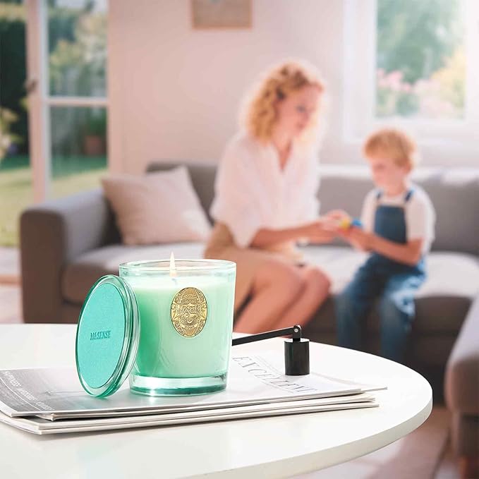 M&SENSE Natural Aromatherapy Soy Candle | Eucalyptus Mint & Blue | 9.2 oz, 50H Burn Time | Luxury Scented Candle for Relaxation, Gifting, Home Décor | Ideal for Bedroom, Office, Party Ambiance
