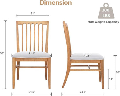 chairus Upholstered Kitchen Chairs Set of 2, Natural Wooden Barrel Dining Chairs with Slat Back Double-Layer Cushion Farmhouse Accent Chairs for Dining Room/Living Room/Restaurant, Chenille Grey