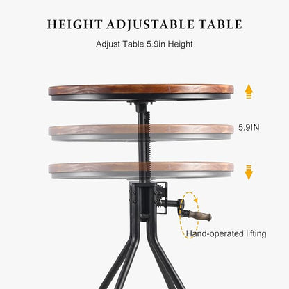 Diwhy Industrial Design Bar Table Height Adjustable with Handle Kitchen Dining Coffee Bistro Pub Table Black