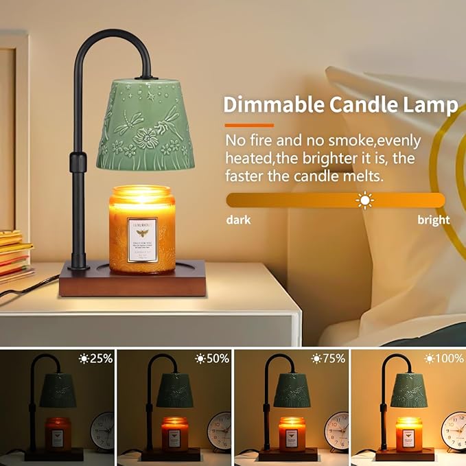 Ceramic Candle Warmer Lamp Dimmable, Electric Scented Wax Melt Warmer, Candle Warmer Melter for Jar Candles Mothers Day Birthday Gifts for Women Mom Grandma, Home Offices Decor Light(Dragonfly-2)