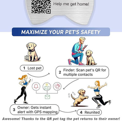 Dog Tags Personalized for Pets,Dog Name Tags QR Code,No Subscription Fees,Modifiable Pet Online Profile,Stainless Steel,No App Required,for Dogs and Cats Small,Medium,Large(Bow Tie,Regular)