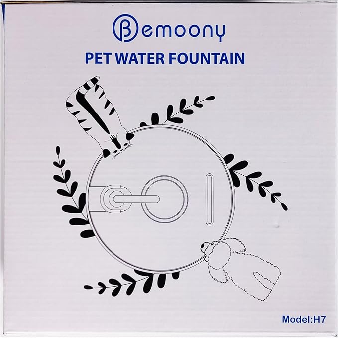 Cat Water Fountain: 108oz/3.2L Cat Fountain Super Silent Pet Drinking Dispenser - Water Fountains for Kitty Indoor - Quiet Pump and Faucet Design - Suitable for Cats and Dogs - BEMOONY