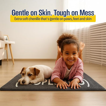 Muddy Mat® Absorbent Microfiber Door Mat and Pet Rug, Non Slip Washable Chenille Indoor Outdoor Rug - Please Wipe Your Paws People Too Funny Dog Welcome Mat 19"x30"