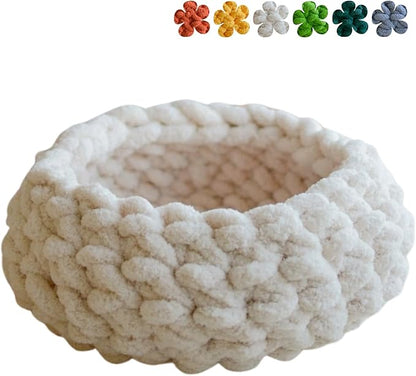 Cat Nest Bed – Premium Handwoven Washable Extra Soft Round Cave House for Indoor Kitten & Kitty, Small & Large (Cloud White,Medium)