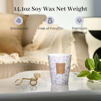 M&SENSE Lavender Citrus Scented Soy Candle, 3 Wick Highly Scented 14.1 Oz 80H, Aromatherapy Scented Candle Gift for Women and Men