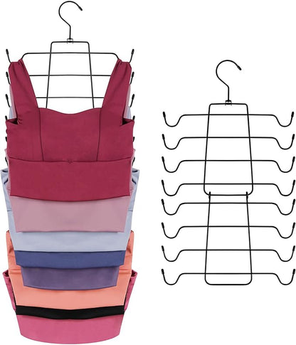 ZEDODIER Tank Top Hanger Space Saving, Bra Hangers for Closet Organizer, Hanging Bra Organizer Tank Tops Holder with 8 Hooks, Metal Closet Organizers and Storage Small Space Solutions, Black