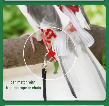 Bird Flight Suits Diapers, Parrot Flight Suits Diapers for Monk Parakeets, Cockatiels Flight Suits, Parrot Clothes, Bird Training Nappy Suit Liners Clothes (XS, Red-B)