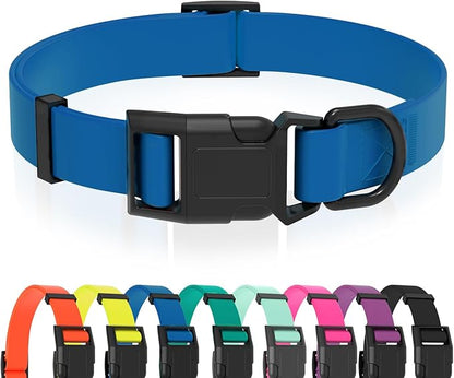 Waterproof Dog Collar, Easy to Clean Rubber Dog Collars with Quick Release Buckle Fits Small Medium or Large Dogs (Blue, M < 11.8-18.5 inch)
