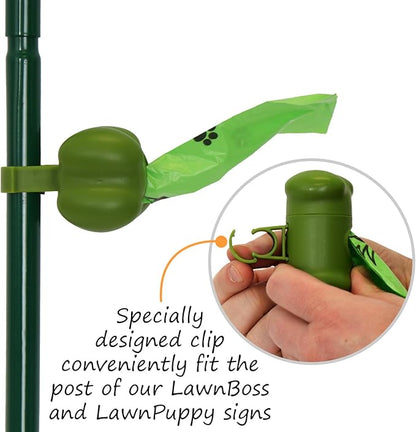 SmartSign Pet Waste Transmits Disease Leash/Curb/Clean Up Yard Sign & Clip-On Dispenser Combo/Kit, 7"x10" Aluminum Sign with 18-inch Steel Stake, Compact Dispenser Preloaded with a 15 Poop Bags Roll