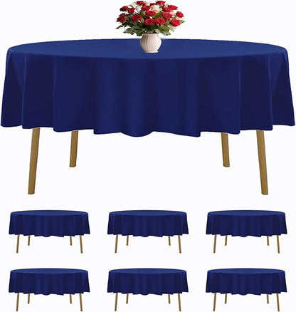 6 Pack Royal Blue Round Tablecloths 90 Inches Table Cloth Stain and Wrinkle Resistant Washable Polyester Table Cover Fabric for Party, Wedding,Dining,and Banquet Decoration