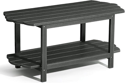 Adirondack Outdoor Patio Table-2 Tier Outside Table Irregular Grey Coffee Table for Garden Indoor Sun Room