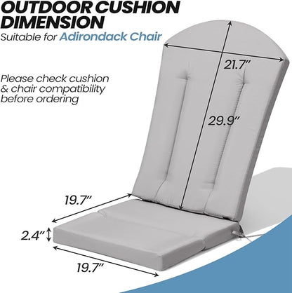 Crestlive Products Adirondack Chair Cushion Outdoor Rocking Chair Cushion Water Resistant 50x20x2 Inch High Back Patio Replacement Cushions, Light Grey