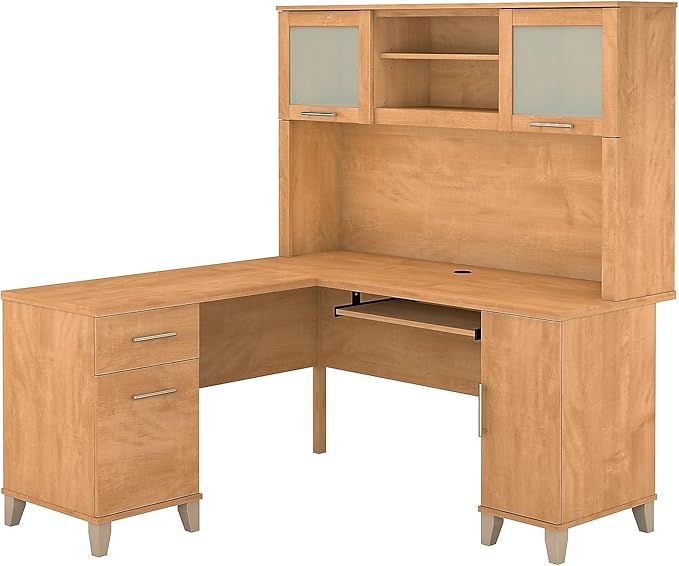 Bush Furniture File Drawer Accommodates Letter-Size documents While Box Drawer Stores Office Supplies and Utensils