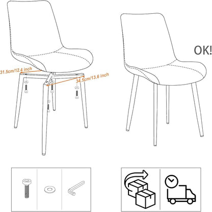 Leather Dining Chairs Set of 4, Mid Century Modern Faux Leather Kitchen & Dining Room Chairs, Comfortable Dinner Chair Kitchen Chairs for Restaurant Living Room, Cafe, Home (4, Coffee)