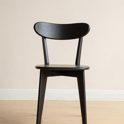 Black Wood Dining Chair,FAS Grade Oak Dining Chair, Sturdy Outer Sword-Leg Design in Black Finish for Restaurant, Cafe, and Modern Home Kitchen,Easy Assembly,400 lb Capacity