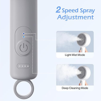 Pet Steam Brush, 3-in-1 Spray Grooming Brush USB Rechargeable, IPX7 Waterproof Deshedding Comb with Self-Cleaning & 2 Speeds for Cats and Dogs with Long Short Hair Cat Brush