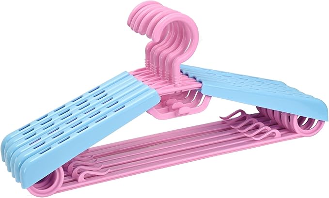 6-Pack Heavy Duty Plastic Extra-Wide Arm 15"-23" Suits Clothes Hangers with Swivel Hooks,Perfect for Coat,Jacket,Dress,Shirt,Trousers or Closet Space Saving,Pink