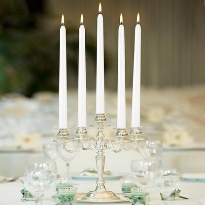 36 Pack White Taper Candles, 7-8 Hours Burn Time, Unscented, Smokeless and Dripless, 0.8 x 10 Inch Dinner Candle Set for Household, Wedding, Party and Home Décor Candlesticks