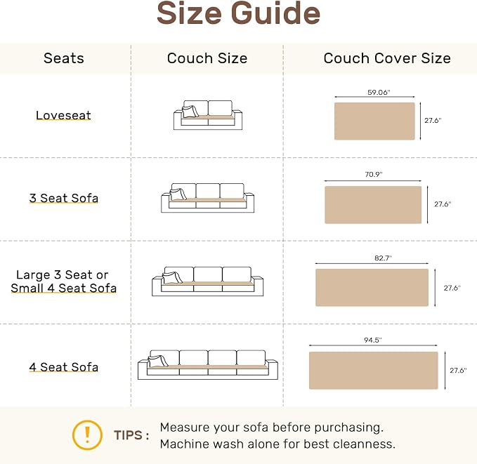 Couch Cover for Dogs, Washable Non Slip Sofa Covers for 4 Cushion Couch Pet Friendly Fuzzy Sofa Protector&Bed Mat for Pets (27.6"x94.49" Coffee)