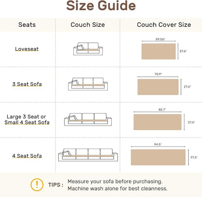 Couch Cover for Dogs, Washable Non Slip Sofa Covers for 3 Cushion Couch Pet Friendly Fuzzy Sofa Protector&Bed Mat for Pets (27.6"x82.7" Light Brown)