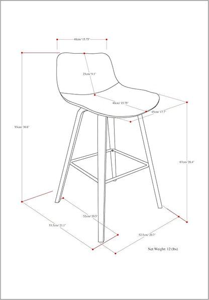 SIMPLIHOME Randolph Counter Stools (Set of 2) - 28 Inch Seat Height Upholstered Bentwood Kitchen Seats in Natural Polyester Linen Fabric, Mid Century Modern Seating with Curved Backrest and Footrest