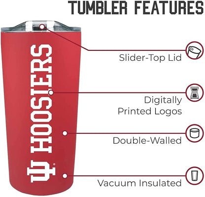 Campus Colors NCAA Stainless Steel Tumbler perfect for Gameday - 18 oz - Double Walled - Keeps Drinks Perfectly Insulated (Indiana Hoosiers - Crimson)