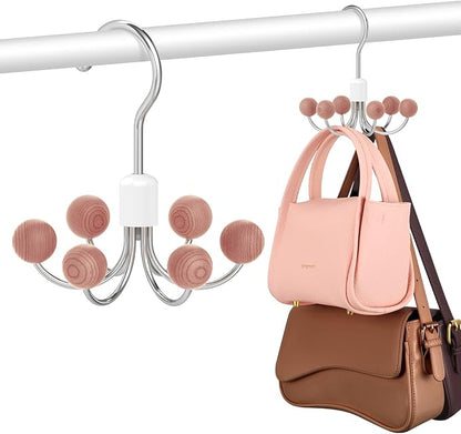 DOIOWN Purse Organizer,4 Pack Space Saving Purse Hangers for Closet,Multi Purpose Rotating Tank Top Hangers for Bags, Bras,Scarfs,Ties, Hoodies, Hat Closet Organizers and Storage