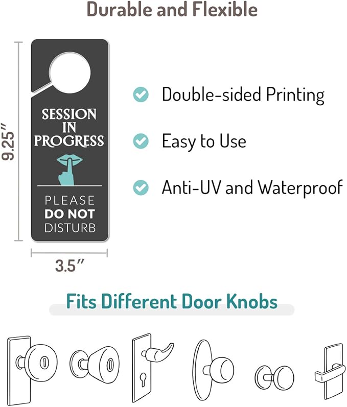 Do Not Disturb Door Hanger Sign, 2 Pack, Please Do Not Disturb Sign, Session In Progress