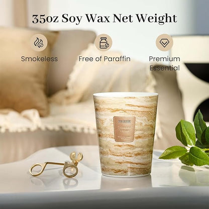 M&SENSE Extra Large Candle 35oz 150H TobaccoVanilla Scented Candle, 3 Wick Highly Scented Jar Candle, XL Candles Gift for Stress Relief, Meditation, Yoga