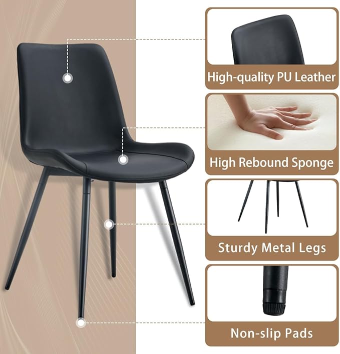 50'' Dining Table Set for 4, Dining Room Sets for 4, Sintered Stone Dining Table Chairs Set of 4, Easy to Assemble，Suitable for Small Spaces