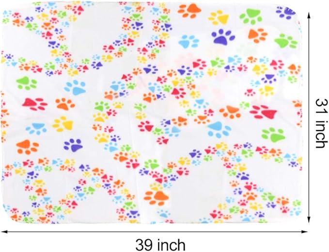 Comsmart Dog Blankets for Small Dogs, 6 Pack Puppy Blanket Cute Paw Print Pet Blanket for Dog, Puppy, Cat, Kitten, 39x31 inches, White