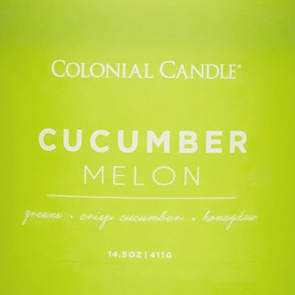 Colonial Candle Cucumber Melon Scented Jar Candle, Pop of Color Collection, 3 Wick, Green, 14.5 oz - Up to 60 Hours Burn