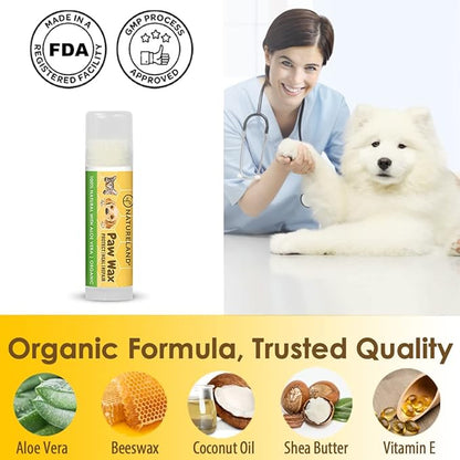[8 OZ] Natureland Organic Paw Wax for Dogs and Cats, Natural Outdoor Protection to Heal, Repair, and Protect Dry, Chapped, or Rough Pads, Helps Protects Paws on Snow, Sand, or Dirt (8 OZ)