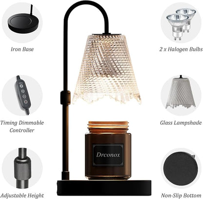 Candle Warmer Lamp with Timer, Adjustable Brightness & Height – Wax Melt Warmer for Jar Candles, Birthday Gifts for Women, Mother's Day Gifts, Housewarming Gift Home Decor with 2 Bulbs