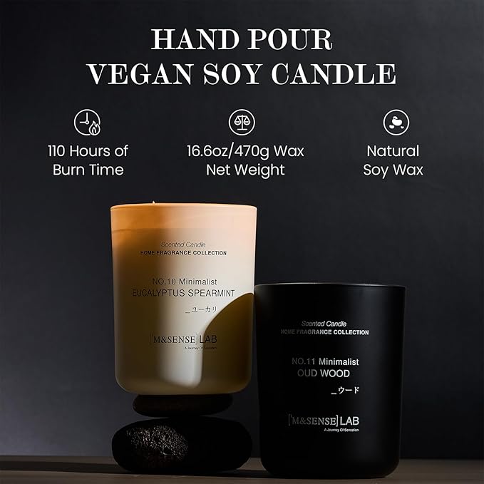 M&SENSE Natural Soy Candle| Puffy-Cloud Dream | 16.6 oz, 95H Burn | Minimalist Christmas Scented Candle for Relaxation, Gifting, Home Décor | for Bedroom, Office, Party Large