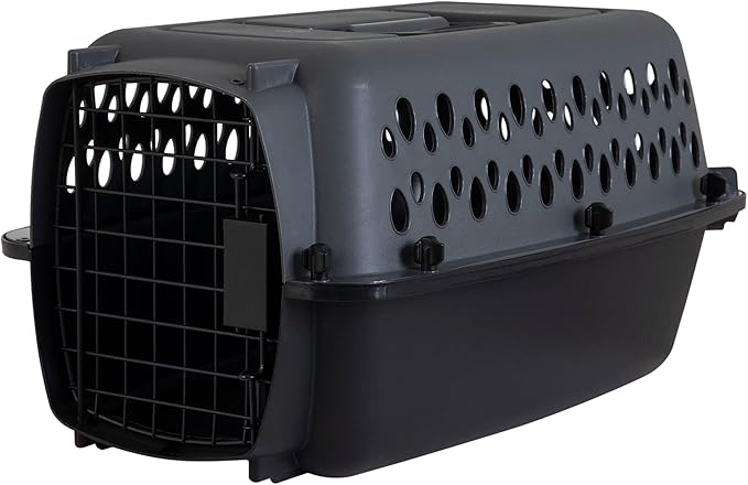 Petmate Pet Porter Dog Kennel 19", Dark Gray & Black, for Pets up to 10lbs, Made in USA