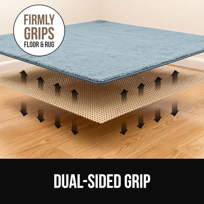 GORILLA GRIP Premium Dual Sided Extra Thick 2x10 Rug Gripper Pad for Hardwood Floors, Breathable Slip Resistant Pad Grips Under Carpet Area Rugs for Hard Surface Floor Protection, Easy Trim Mats Beige