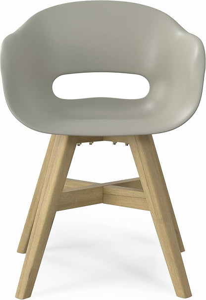 SIMPLIHOME Kona SOLID ACACIA WOOD 24 inch Wide Contemporary Outdoor Dining Chair in Plastic ( Set of 2 ) in Taupe for the Dining Room