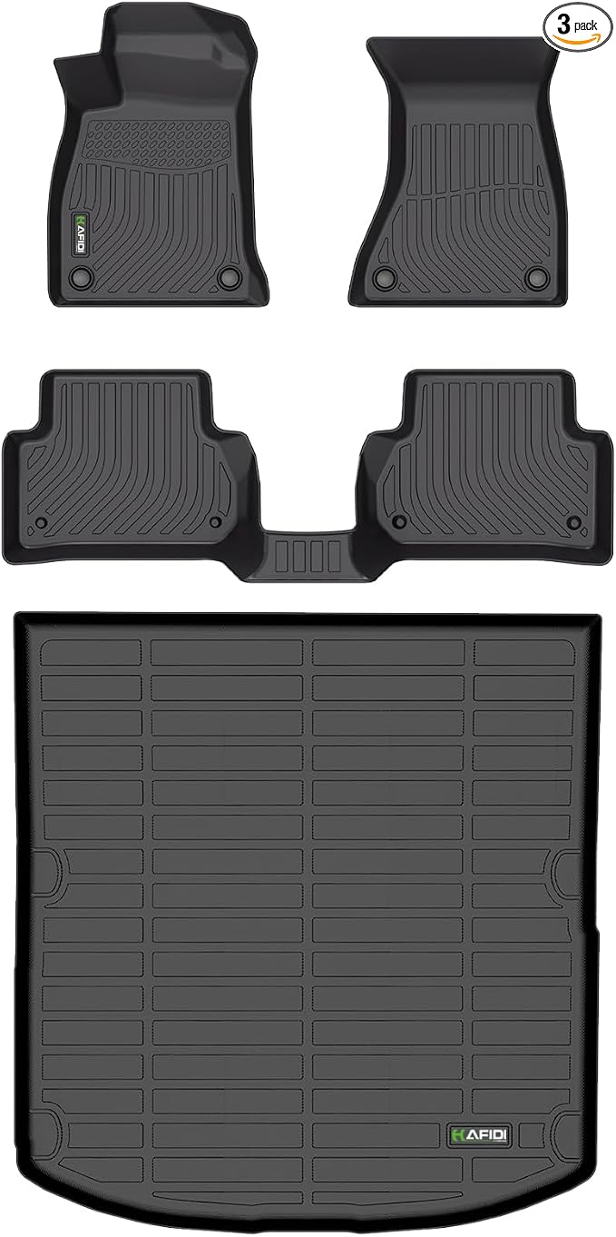 HAFIDI® Floor Mats & Cargo Liner Set Fit for Audi A4 17-25 (Sedan Not for Allroad & Quattro) All Weather TPE Anti-Slip Car Full Set Floor Liners Custom Accessories - Black