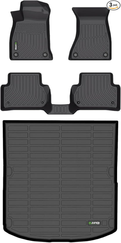 HAFIDI® Floor Mats & Cargo Liner Set Fit for Audi A4 17-25 (Sedan Not for Allroad & Quattro) All Weather TPE Anti-Slip Car Full Set Floor Liners Custom Accessories - Black