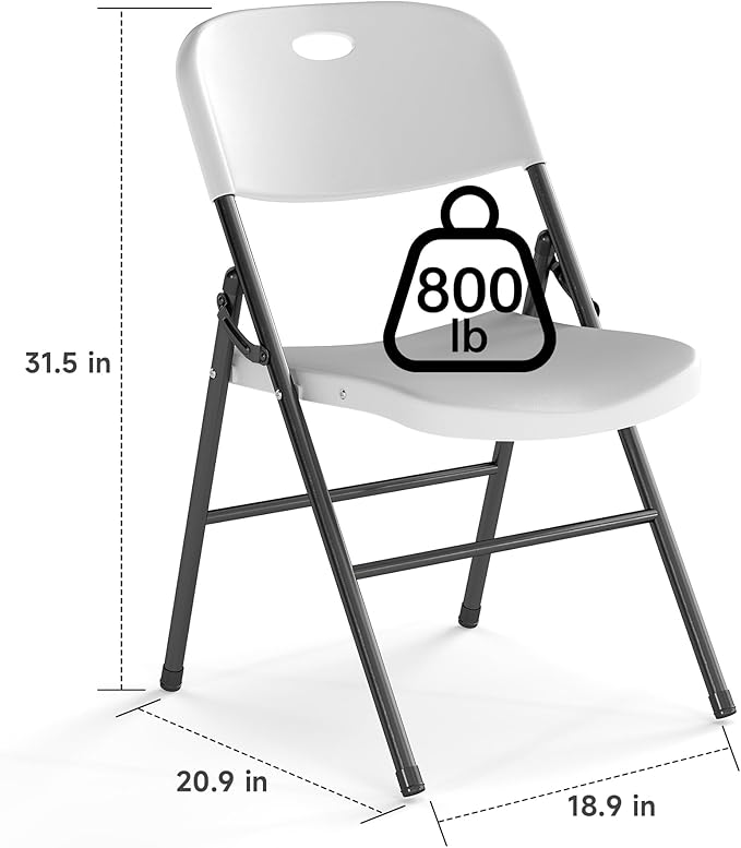 70 Pack Folding Chair, 800 Weight Limit Heavy Duty Plastic Folding Chair Portable Seating for Indoor Outdoor Events, Wedding, Party, Restaurant, Meeting Room White