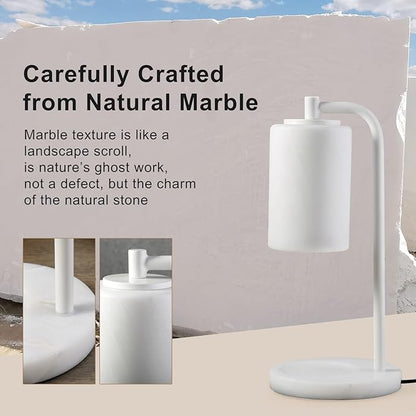 Marble White Candle Warmer Lamp, Bedroom Home Decor Marble Base White Electric Candles Warmer with Timer & Dimmer, Housewarming Gifts, Spring & Easter Decorations