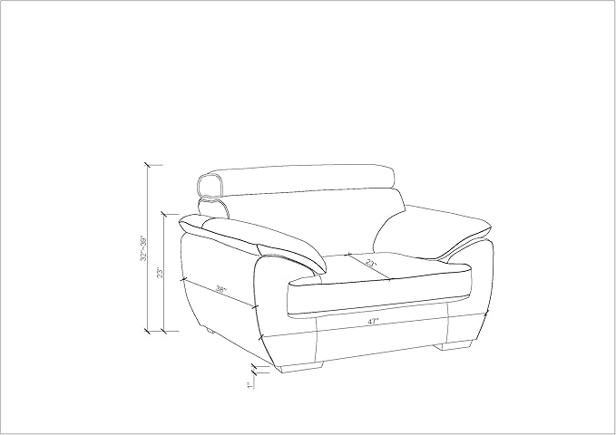 Blackjack Furniture 4571 Veal Collection Modern Genuine Leather Accent Chair with Adjustable Headrest, Sturdy Wood Frame and Stainless Steel Legs, Stylish Living Room Arm Chair, White