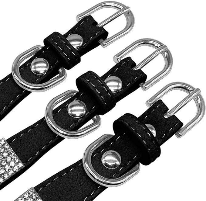Serijoars Small Dog Collar with Rhinestone Crystal Diamond Colorful Bling Girl Puppy Cat Collars (L, Pink5)